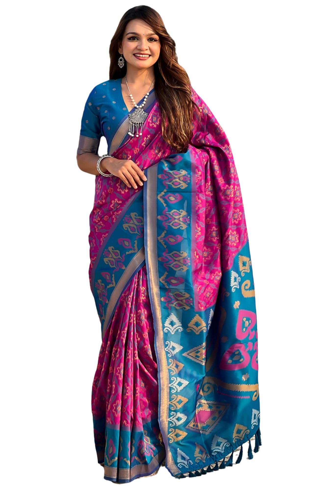 SGF11 Women's Kanjivaram Patola Soft Pure Silk Sarees With Unstitched Blouse Piece