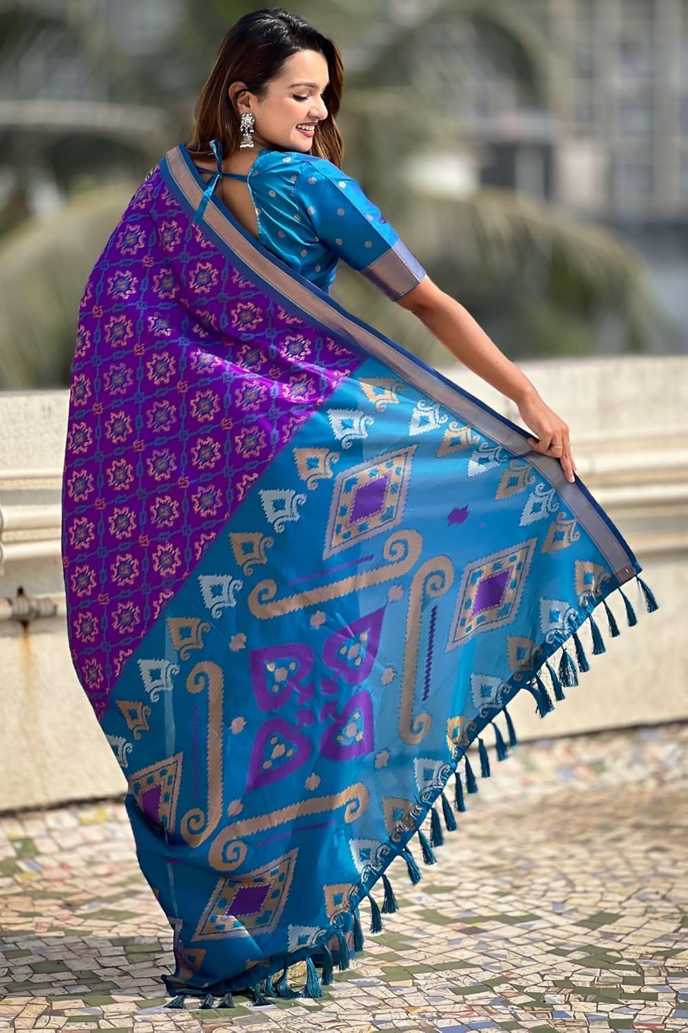 SGF11 Women's Kanjivaram Patola Soft Pure Silk Sarees With Unstitched Blouse Piece