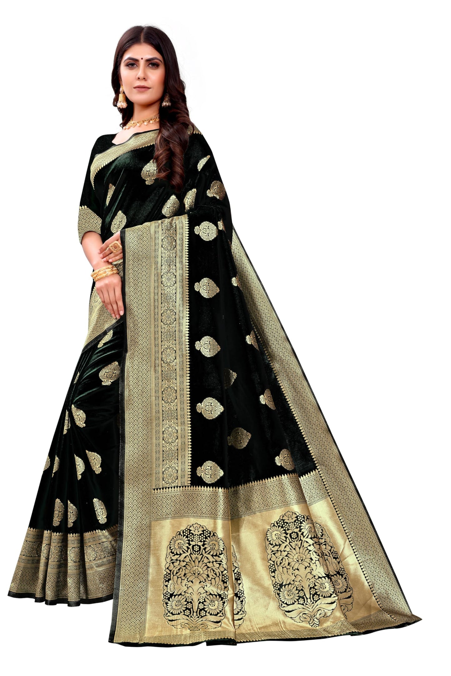 C J Enterprise Women's Kanjivaram Art Silk Saree Soft Banarasi Style Sari With Blouse Piece For Wedding (Pari122-51)