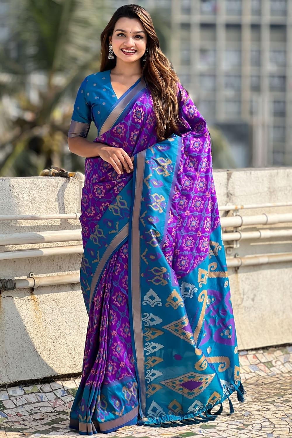SGF11 Women's Kanjivaram Patola Soft Pure Silk Sarees With Unstitched Blouse Piece