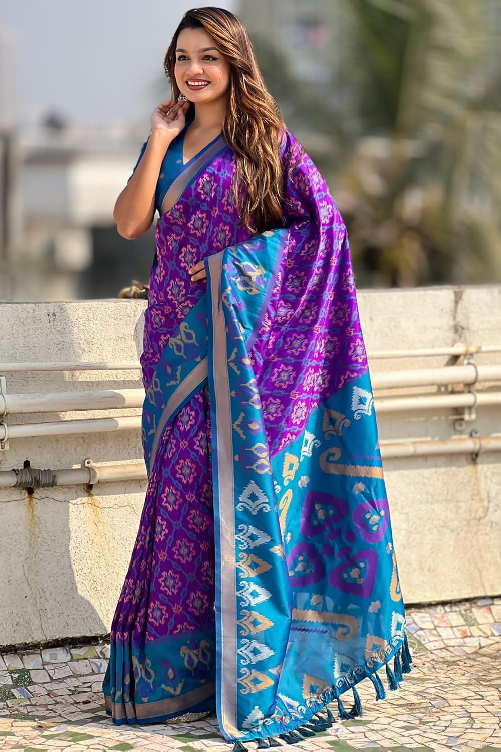 SGF11 Women's Kanjivaram Patola Soft Pure Silk Sarees With Unstitched Blouse Piece