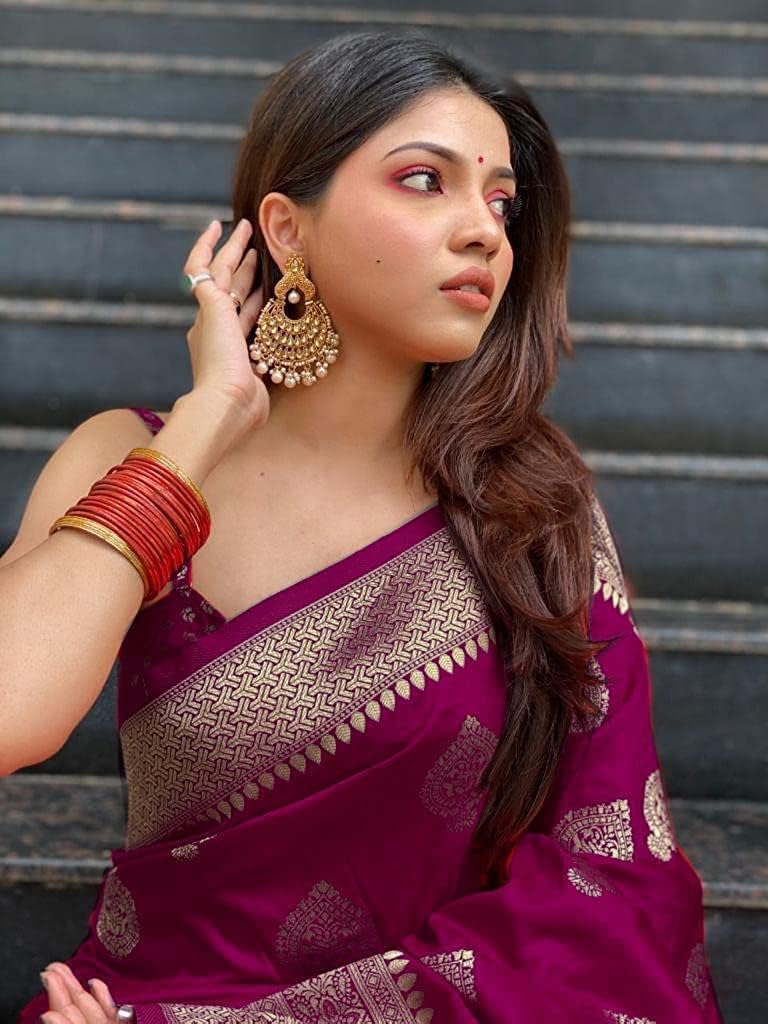 C J Enterprise Women's Kanjivaram Art Silk Saree Soft Banarasi Style Sari With Blouse Piece For Wedding (Pari122-51)