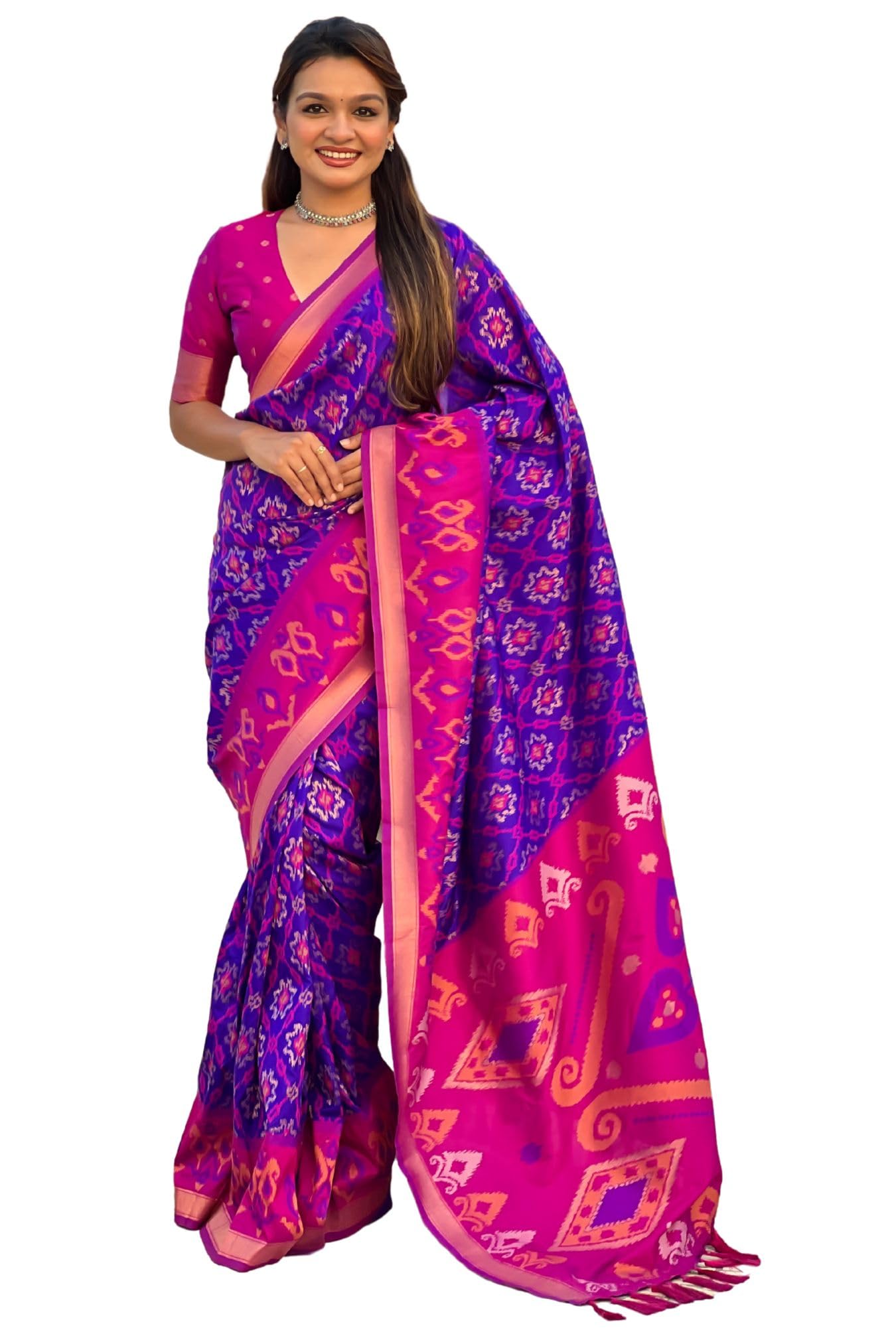 SGF11 Women's Kanjivaram Patola Soft Pure Silk Sarees With Unstitched Blouse Piece