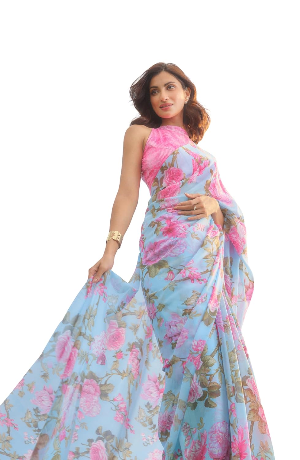 Garden Vareli Floral Print Georgette Saree