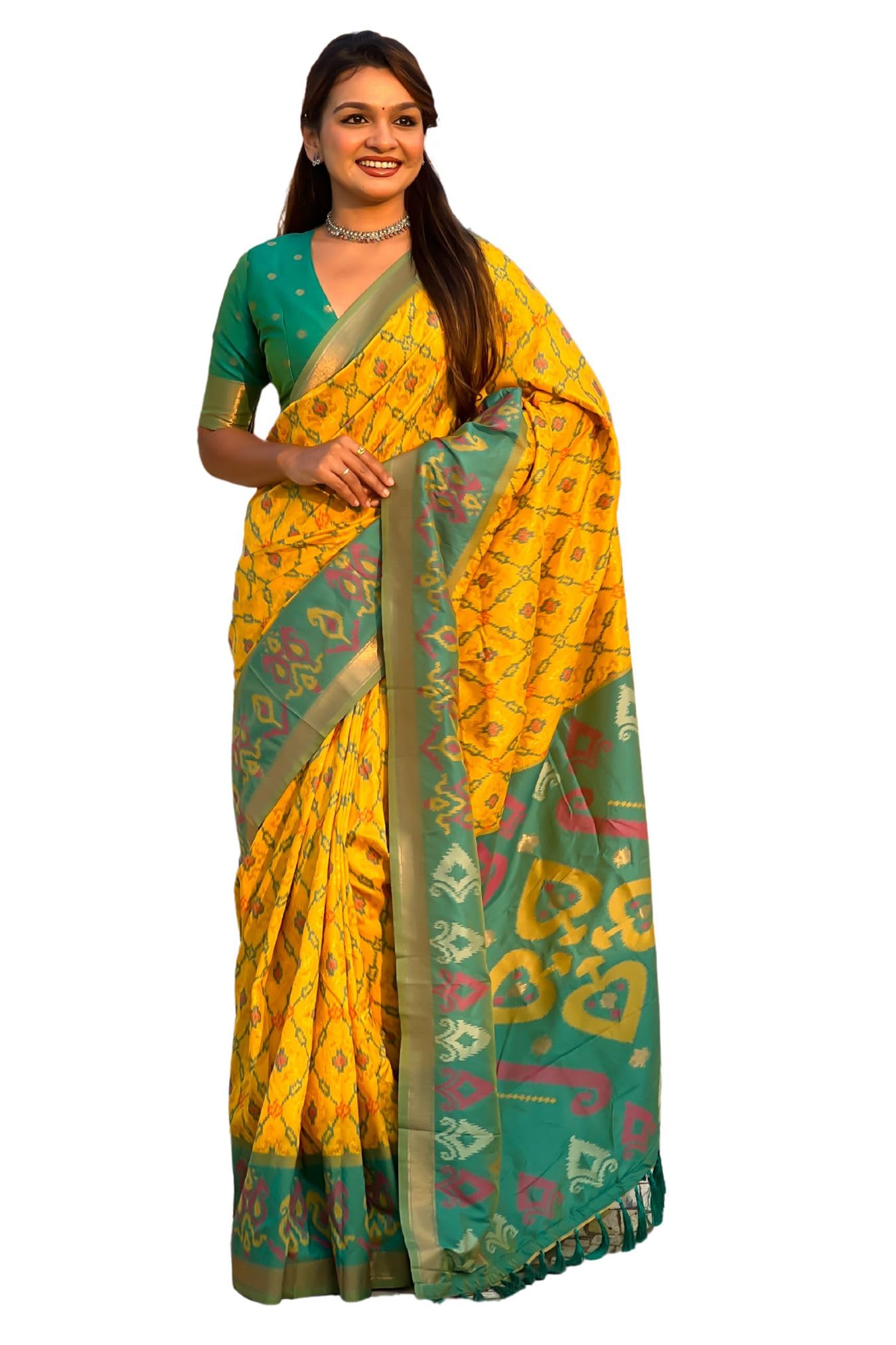 SGF11 Women's Kanjivaram Patola Soft Pure Silk Sarees With Unstitched Blouse Piece