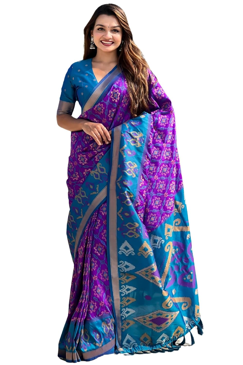 SGF11 Women's Kanjivaram Patola Soft Pure Silk Sarees With Unstitched Blouse Piece